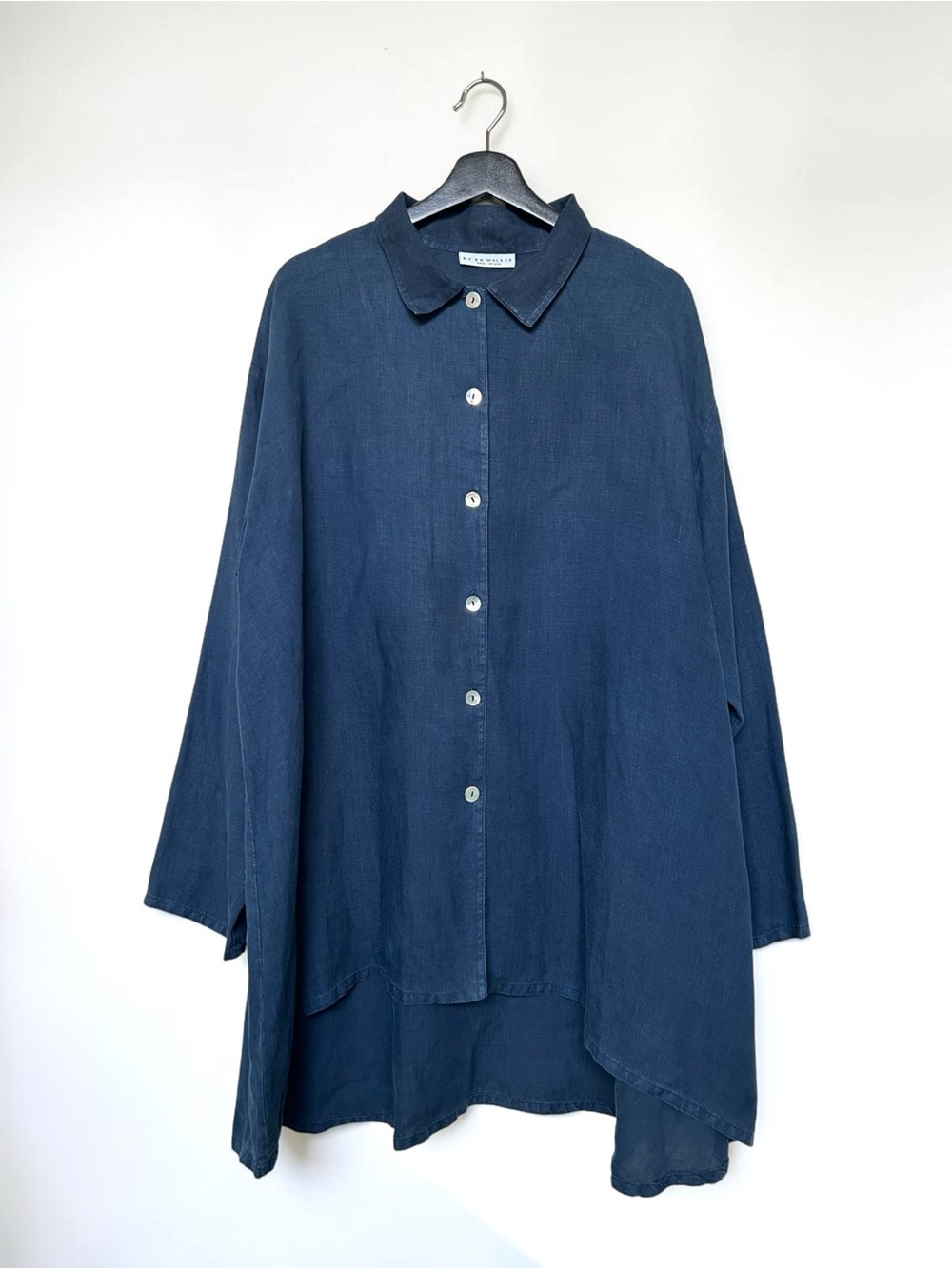 Bryn Walker 100% Linen Navy Blue Long Sleeeve Button Down Tunic Size Large